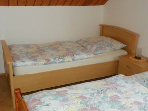 helles Zweibettzimmer mit wunderschönen Blick auf den Gartenteich des Nachbargrundstückes. - Bild 8: Erholung und Entschleunigung am Weissenstädter See im Fichtelgebirge