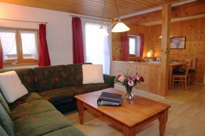 Das große, gemütliche Wohnzimmer der Familienwohnung. - Bild 1: Großzügige Ferienwohnung im Allgäu mit Balkon - Landhaus Jörg