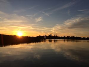 Sonnenuntergang auf dem Wassergrundstück direkt am Bodden - Bild 22: Ostseeurlaub mit Hund - Wassergrundstück - Angeln