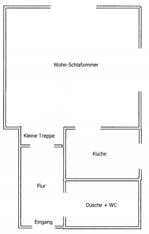 Grundriss der Wohnung.
Bilder von innen folgen, sobald das Objekt fertig ist. - Bild 7: Kleine Hundehütte im schönen Odenwald: ab 33 € /Pers. Hunde kostenlos!!!