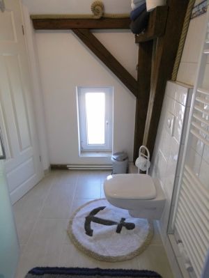....mit Blick aus der Dusche :-) - Bild 4: Ferienwohnung OG *** / Pension "Villa Erika" im Seebad Lubmin * Ostsee