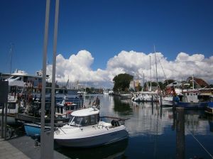 von hieraus zum Hochseeangeln oder mit dem Boot Ausflüge machen.
Hier können Sie fangfrischen Fisch kaufen oder lecker essen gehen.
Und lecker Bier trinken von der Hausbrauerei Klüver - Bild 23: Fewo bis 4 Personen - mit kostenlosem Schwimmbad in Timmendorfer Strand