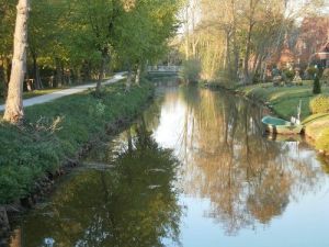 Diese schöne Aussicht haben Sie von der Ferienwohnung. - Bild 4: Haus am Fluß, Garten, Nordseenähe, Familien,Paare,Singles, Hund kostenlos