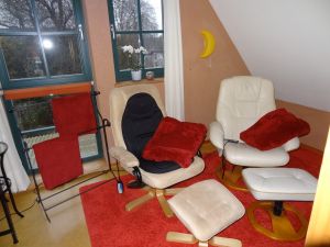 Wellnessraum, aus der Sauna gesehen - Bild 6: Hundefreundliche komfortable Vier-Sterne-FeWo mit Sauna an der Nordsee