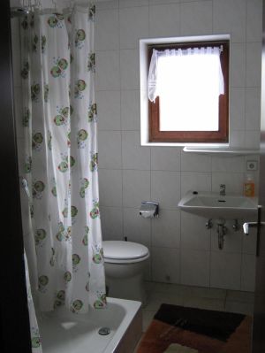 kleines Bad mit Dusche, WC und Waschbecken - Bild 11: Ferienwohnung EifelNatur 2 - großzügige FeWo für bis zu 7 Personen