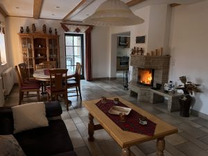 Wohnzimmer, Blick von der Couch Richtung Küche - Bild 9: Ferienwohnung Miriquidi Perle - Mittleres Erzgebirge *****