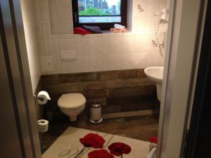 Fön, Dusche, WC und Waschbecken. - Bild 15: 4-Sterne Ferienhaus "Ostseetraum" in Zudar auf Rügen, bis zu 9 Personen