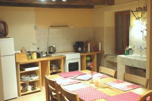 Diese Küche ist so gross, dass alle darin Platz finden - Eltern, Kinder, Freunde, Hunde und Katzen, unter anderem - Bild 6: Ferienhaus Cá Árbul (Valle Cannobina in Italien/Lago Maggiore)