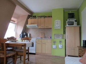 Einbauküche mit Backofen, Ceranfeld sowie Kühlschrank mit 3 Sterne Fach. - Bild 7: FEWO am FLuss m. Bergblick & Balkon & Wiese, W-LAN, 2 Bäder, 2 Hunde gratis