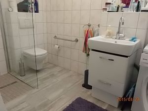 bodengleiche Dusche und Waschmaschine - Bild 6: Großer Hafentraum Ferienwohnung mit Superblick auf den Hafen und die Peene