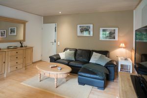 Pinienholzmöbel, bequemes neues Sofa (2023) , Flatscreen TV, warme Farben, Parkettfußboden - Bild 3: Schönes Ferienappartement im Sauerland