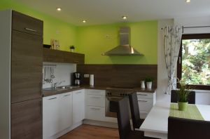 Die moderne und zum Wohnraum hin offene Einbauküche - Bild 5: Ferienhaus Eifelröschen - wenn Sie das Besondere lieben