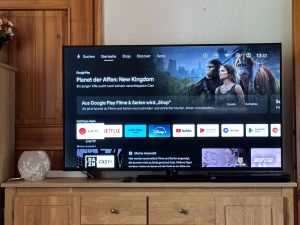 140cm großer TV
für eure eigenen Zugänge für Netflix, amazon prime - Bild 17: exklusive FeWo Waldblick, 2 Schlafzimmer, Elektrokamin, Garten