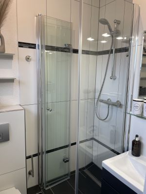 Dusche/Glasabtrennung - Bild 12: TOP Ferienwohnung "AussichtsReich" in Hahnenklee für 2 - 3 Pers. und Hund