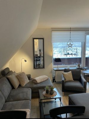 Gemütliche und bequeme Sitzgruppe (zusätzl. Schlafcouch) - Bild 3: TOP Ferienwohnung "AussichtsReich" in Hahnenklee für 2 - 3 Pers. und Hund