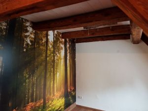 kleiner Blick ins Schlafzimmer mit der Baumrindenlampe - Bild 15: Außergewöhnliche luxuriöse Ferienwhg. im Schwarzwald - kl. Skulpturengarten