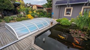 privater abdeckbarer Swimingpool mit Solarheizung - Bild 30: Ferienhaus Gabriela mit eingezäunten Garten und privatem Swimmingpool