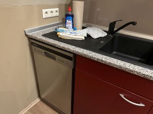 Erstausstattung
Essig, Öl , Salz, Pfeffer
Küchenrolle, Spültabs, Spülmittel
2 Geschirrtücher
Spültuch
Spülbürste - Bild 24: gemütliches DG Einraum Apartment Tannenwipfel mit Infrarotsauna