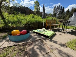 toben. spielen, springen frei laufen
Für Hunde Agility/ Degility , Treibbälle
und Abkühlung am Bach - Bild 41: gemütliches DG Einraum Apartment Tannenwipfel mit Infrarotsauna