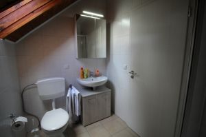 Zwei Badezimmer haben eine Dusche, ein Badezimmer hat eine Badewann mit Duschvorhang. - Bild 12: Ferienwohnung EifelNatur 6 - Große + komfortable FeWo für 12 Pers.