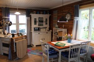 Bild 6: Holzhaus wo der Elch wohnt in Ekshärad Värmland, Mittelschweden, Ruderboot