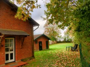 Je nach Gartenseite betragen die Zaunhöhen 1.30 Meter und 1.80 Meter. Das Grundstück ist zu 100% sicher eingezäunt. - Bild 16: Urlaub mit Hund in Ostseenähe - komplett eingezäunter Garten