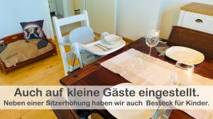 Wir heißen alle Familien mit kleinen Kindern herzlich willkommen in unserem Gutshaus. Damit auch die kleinsten Gäste bequem am Tisch sitzen können, stellen wir gerne einen Hochstuhl zur Verfügung. Dieser bietet Ihrem Kind eine erhöhte Sitzposition. - Bild 30: Ferienwohnung im Gutshaus, Entschleunigung pur für erholsame Tage