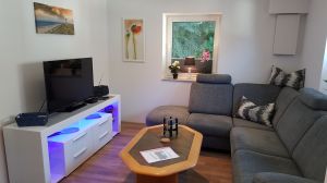 Schlafsofa und Flachbildfernseher - Bild 2: Ferienwohnung Föhr in der schönen Schleiregion
