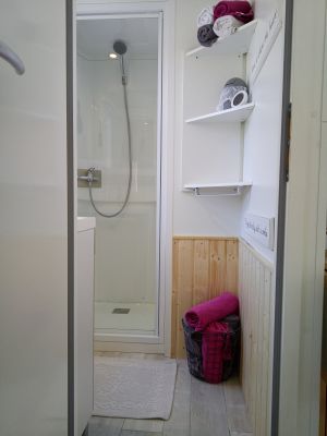 kleines Bad mit Dusche, Waschbecken und Tageslicht - Bild 16: Haus Little Lilly