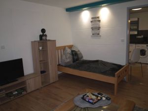 Wohnschlafzimmer mit Einzelbett - Bild 6: Ferienwohnung am Moosweiher auch für Wochenendheimfahrer geeignet