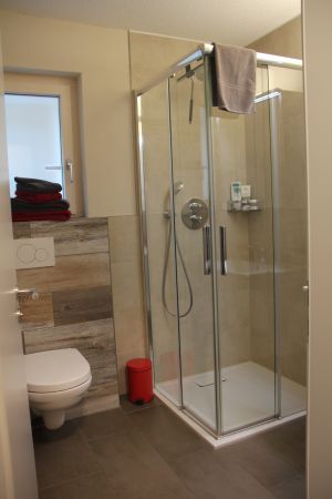 Bad mit WC, ebenerdiger Dusche und Lavabo.
Frotteewäsche als auch Shampoo, Duschmittel sind inklusive - Bild 4: Studio Bergwohl in Grindelwald